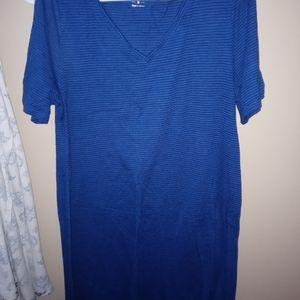 Blue and black striped dress